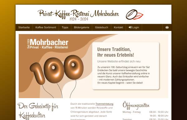 Vorschau von www.mohrbacher.de, Privat-Kaffee-Rösterei Hans Mohrbacher OHG