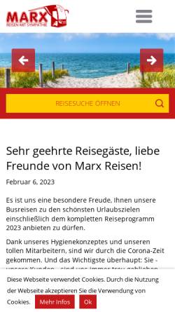 Vorschau der mobilen Webseite www.marx.reisen, Marx Reisen GmbH