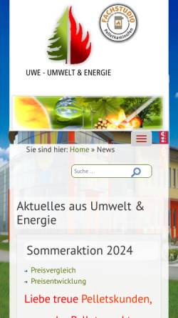 Vorschau der mobilen Webseite www.uwe-energie.de, UWE - Umwelt & Energie