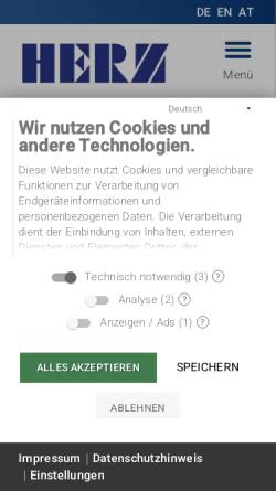 Vorschau der mobilen Webseite www.herz-gmbh.com, Herz-GmbH - Kunststoff- und Wärmetechnologie