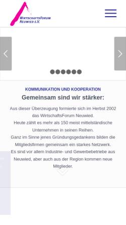 Vorschau der mobilen Webseite www.wifo-nr.de, WirtschaftsForum Neuwied e.V.