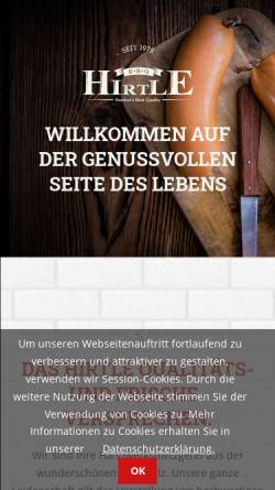 Vorschau der mobilen Webseite www.metzgerei-hirtle.de, Metzgerei Hirtle