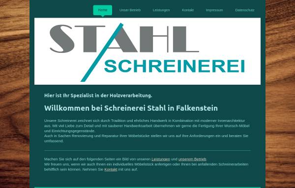Vorschau von www.schreinerei-stahl-falkenstein.de, Schreinerei Stahl GmbH