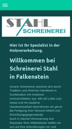 Vorschau der mobilen Webseite www.schreinerei-stahl-falkenstein.de, Schreinerei Stahl GmbH