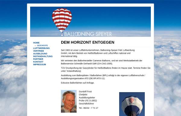 Vorschau von www.ballooningspeyer.de, Ballooning-Speyer Luftwerbung GmbH