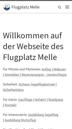 Vorschau der mobilen Webseite www.flugplatz-melle.de, SFC Melle-Grönegau e.V.