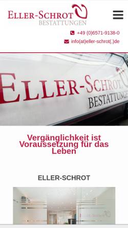 Vorschau der mobilen Webseite www.eller-schrot.de, Bestattungen Eller-Schrot
