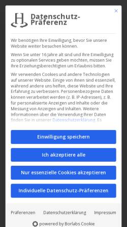 Vorschau der mobilen Webseite www.huettenhein.de, Hüttenhein GmbH&Co.KG Anlagenbau