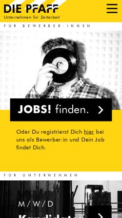 Vorschau der mobilen Webseite www.die-pfaff.com, Die Pfaff - Unternehmen für Zeitarbeit GmbH