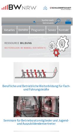 Vorschau der mobilen Webseite www.bildungswerk-nrw.de, Bildungswerk der Nordrhein-Westfälischen Wirtschaft e.V.