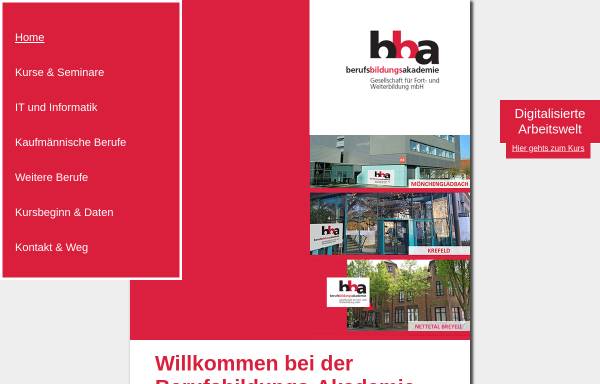 Vorschau von bba-info.de, Berufsbildungs-Akademie - Gesellschaft für Fort- und Weiterbildung mbH