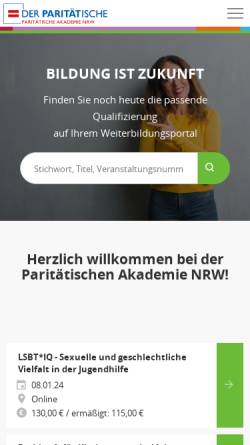 Vorschau der mobilen Webseite www.paritaetische-akademie-nrw.de, Paritätisches Bildungswerk Landesverband NRW e.V.