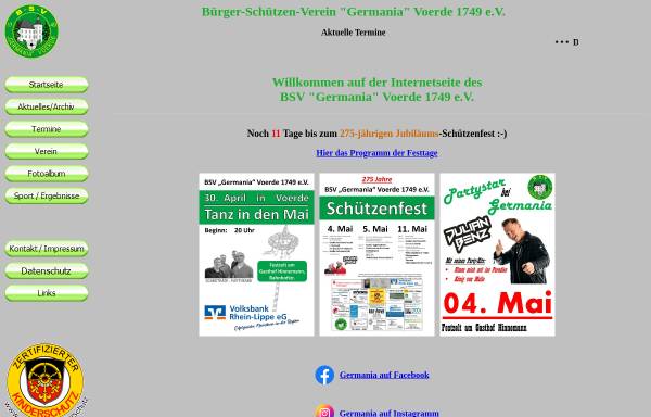 Vorschau von www.bsv-germania-voerde.de, Bürger Schützen Vereins BSV 