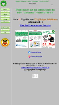 Vorschau der mobilen Webseite www.bsv-germania-voerde.de, Bürger Schützen Vereins BSV 