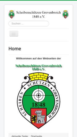 Vorschau der mobilen Webseite www.scheibenschuetzen-grevenbroich.de, Scheibenschützen Grevenbroich 1848 e.V.