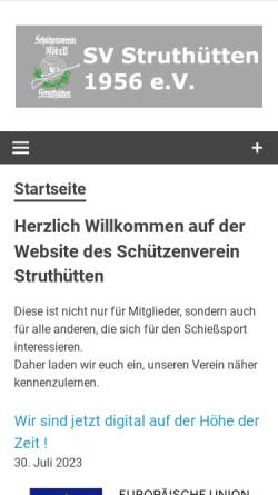Vorschau der mobilen Webseite www.sv-struthuetten.de, Schützenverein Struthütten 1956 e.V.