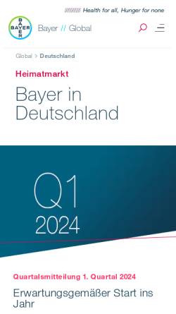 Vorschau der mobilen Webseite www.bayer.de, Bayer AG