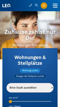 Vorschau der mobilen Webseite www.leg-nrw.de, LEG Landesentwicklungsgesellschaft Nordrhein-Westfalen GmbH