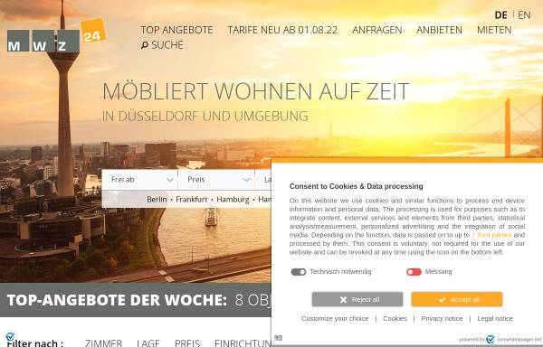 Vorschau von www.mwz24.de, Möbliert Wohnen auf Zeit