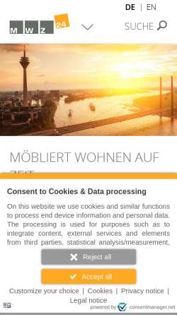 Vorschau der mobilen Webseite www.mwz24.de, Möbliert Wohnen auf Zeit