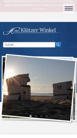 Vorschau der mobilen Webseite www.kluetzer-winkel.de, Amt Klützer Winkel