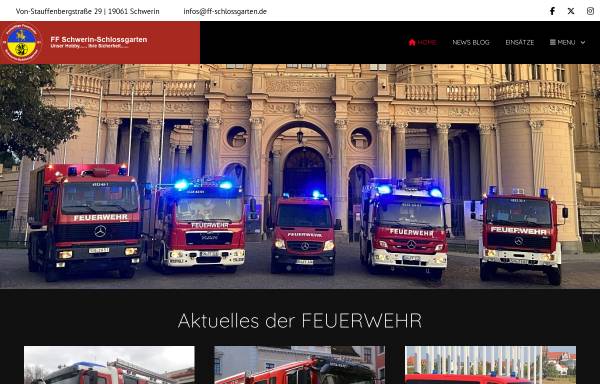 Vorschau von www.ff-schlossgarten.de, Freiwillige Feuerwehr Schwerin-Schlossgarten