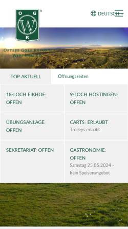 Vorschau der mobilen Webseite www.golf-resort-wittenbeck.de, Golf Club Wittenbeck