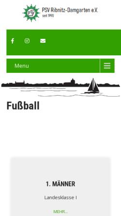 Vorschau der mobilen Webseite www.psvfussball.de, PSV Ribnitz-Damgarten