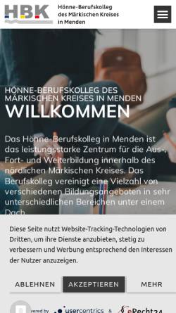 Vorschau der mobilen Webseite www.hoenne-berufskolleg.de, Hönne-Berufskolleg
