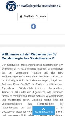 Vorschau der mobilen Webseite www.svthschwerin.de, SV Mecklenburgisches Staatstheater e.V.