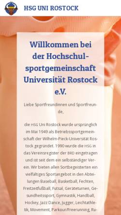 Vorschau der mobilen Webseite www.hsg-uni-rostock.de, Hochschulsportgemeinschaft der Universität Rostock