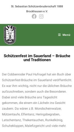 Vorschau der mobilen Webseite www.st-sebastian-brockhausen.de, Sankt Sebastian Schützenbruderschaft 1888 Brockhausen e.V.