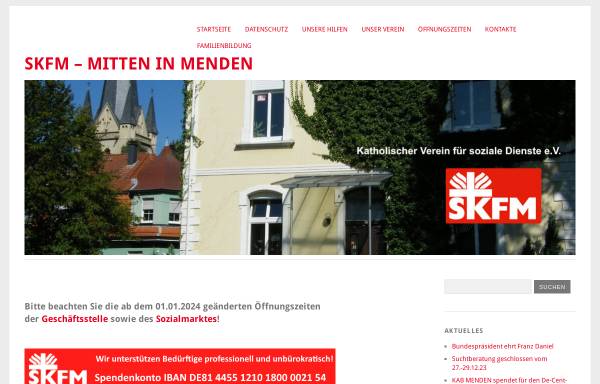 Vorschau von www.skm-menden.de, Sozialdienst Kath. Männer Menden e.V.