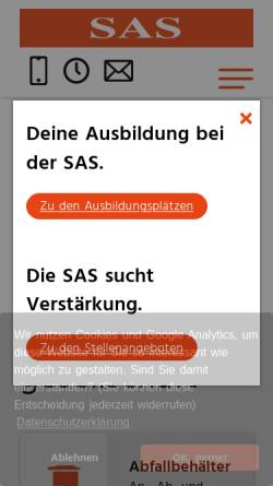 Vorschau der mobilen Webseite www.sas-schwerin.de, SAS