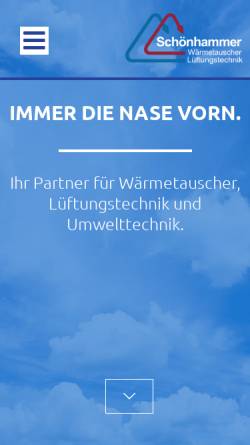 Vorschau der mobilen Webseite www.schoenhammer.de, Schönhammer Wärmetauscher und Lüftungstechnik GmbH
