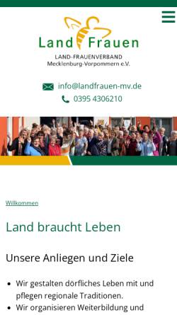Vorschau der mobilen Webseite landfrauen-mv.de, Landfrauenenverband Mecklenburg-Vorpommern e.V.