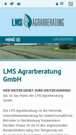 Vorschau der mobilen Webseite www.lms-beratung.de, LMS Landwirtschaftsberatung Mecklenburg-Vorpommern/Schleswig-Holstein GmbH