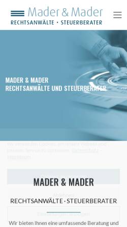 Vorschau der mobilen Webseite www.mader-mader.de, Mader & Mader, Rechtsanwälte Steuerberater