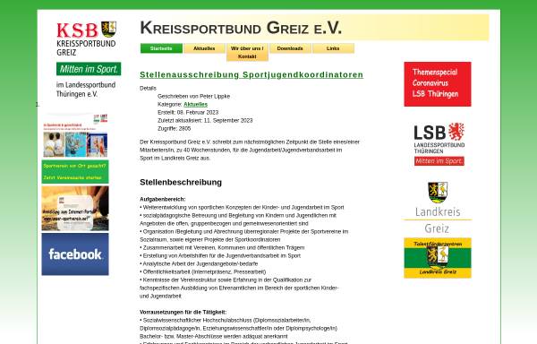 Vorschau von www.kreissportbund-greiz.de, Kreissportbund Greiz e.V