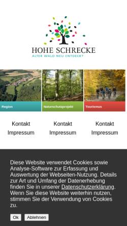 Vorschau der mobilen Webseite www.hoheschrecke.de, Hohe Schrecke - Alter Wald mit Zukunft