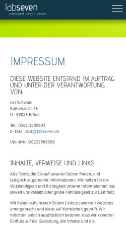Vorschau der mobilen Webseite labseven.de, Erfurt-Web