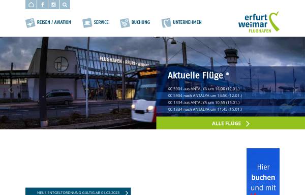 Vorschau von www.flughafen-erfurt.de, Flughafen Erfurt