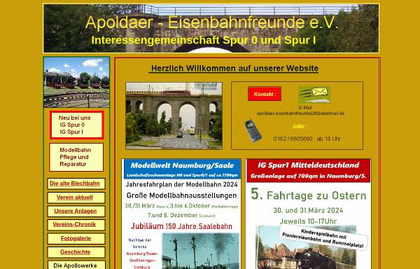 Vorschau von www.apoldaer-eisenbahnfreunde.de, Apoldaer Eisenbahnfreunde e.V.