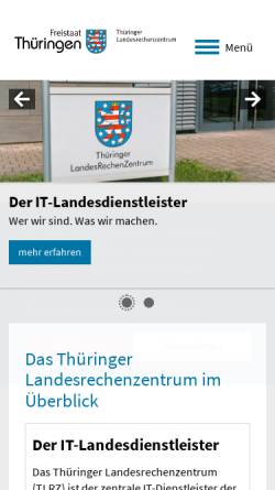 Vorschau der mobilen Webseite tlrz.thueringen.de, Thüringer LandesRechenZentrum