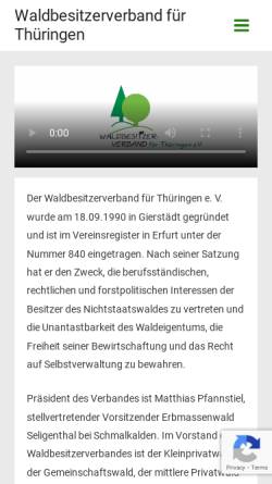 Vorschau der mobilen Webseite www.wbv-thueringen.de, Waldbesitzerverband für Thüringen e.V.
