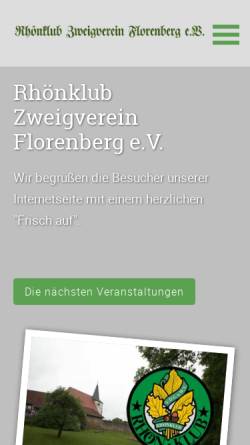 Vorschau der mobilen Webseite www.rhoenklub-florenberg.de, Rhönklub Zweigverein Florenberg e.V.