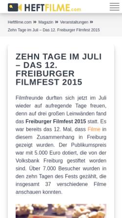 Vorschau der mobilen Webseite www.filmfest-freiburg.de, Freiburger Filmfest