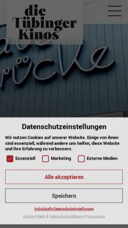 Vorschau der mobilen Webseite tuebinger-kinos.de, Kinos in Tübingen