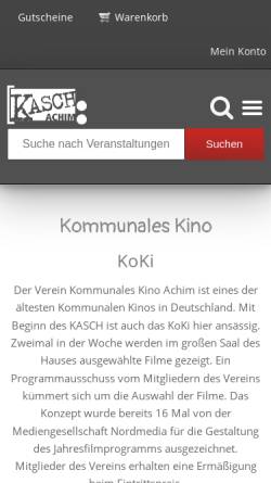 Vorschau der mobilen Webseite www.koki-achim.de, Kommunales Kino Achim e.V. (Koki)