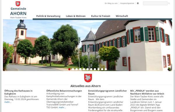 Vorschau von www.gemeindeahorn.de, Gemeinde Ahorn